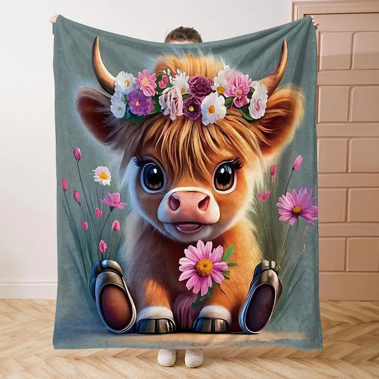 Manta con patrón de vaca Highland, manta suave y cómoda