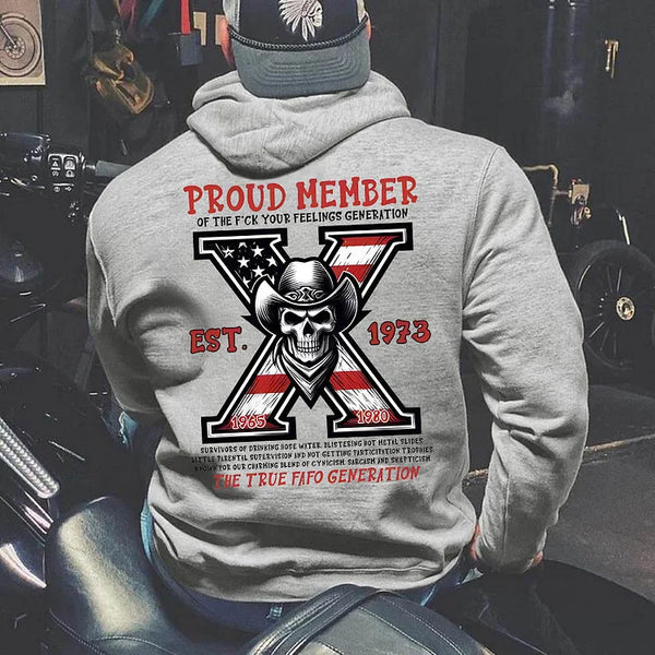 Gen X Skull Shirt Custom Est Proud Member Vintage Gen X 1965-1980 Hoodie/Zipper hoodie/T-shirt