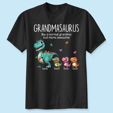 Maglietta Personalizzata Grandmasaurus E Bambini Effetto 3D Dinosauri, Regalo Per La Festa Della Mamma Per La Nonna