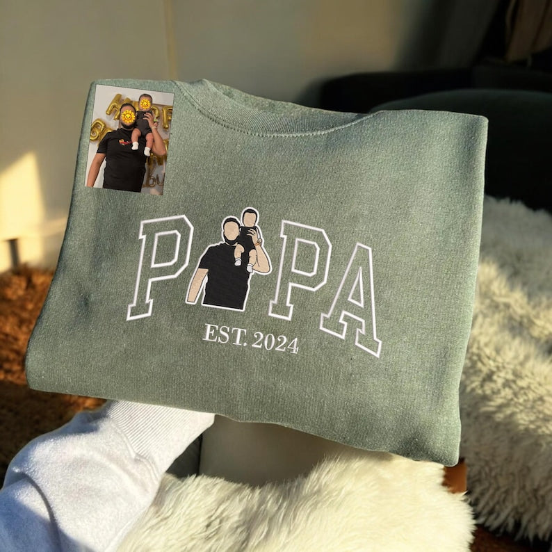Sweatshirt Mama avec photo, hoodie personnalisé brodé Portrait de Mama et enfants, chemise Varsity