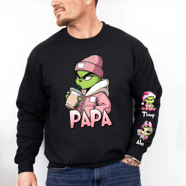 The Grinch Wear Pink Down jacket Drink Black Rock sweatshirt/Hoodie