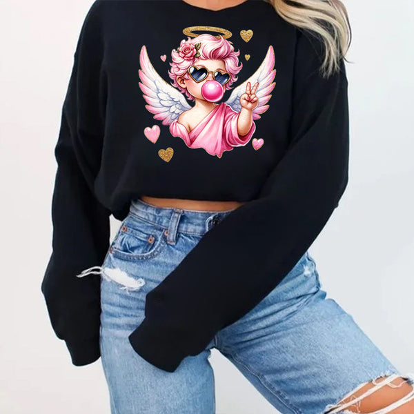 Custom Cherub In Pink Glasses Blowing Bubble Sweatshirt Valentine’s Day Gift