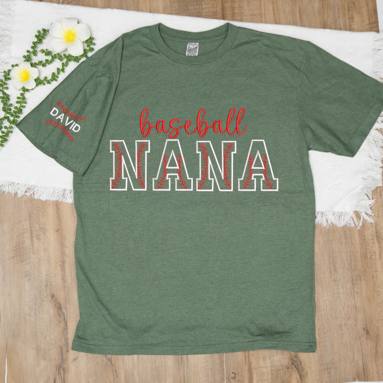 Benutzerdefinierte bestickte Nana Baseball T-Shirt Hoodie Crewneck für Muttertag Mama Oma