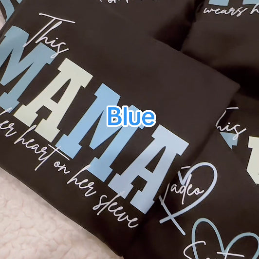 Personalisiertes Sweatshirt mit Herz am Ärmel - Personalisiertes Familien-Sweatshirt - Geschenk für Mama und Oma