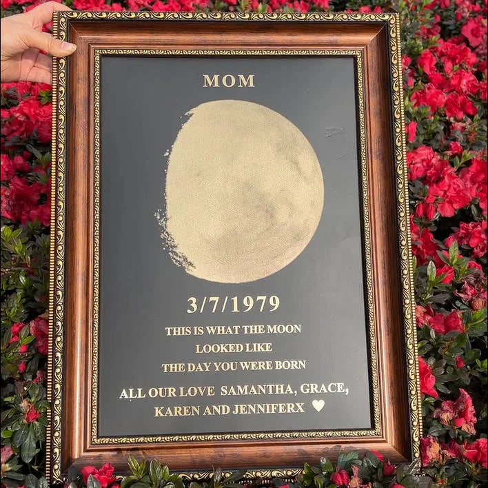 Marco personalizado de fase lunar con fecha de nacimiento, el mejor regalo para el Día de la Madre