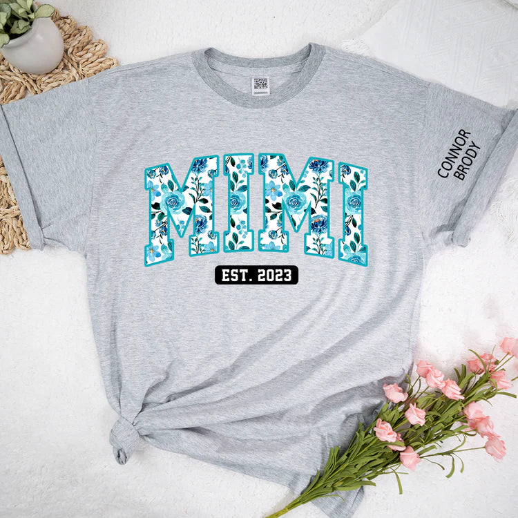 Mimi Floral 4 Shirt, Personalisiertes Mimi und Kinder, Muttertagsgeschenk T-Shirt - Individuelles Geschenk