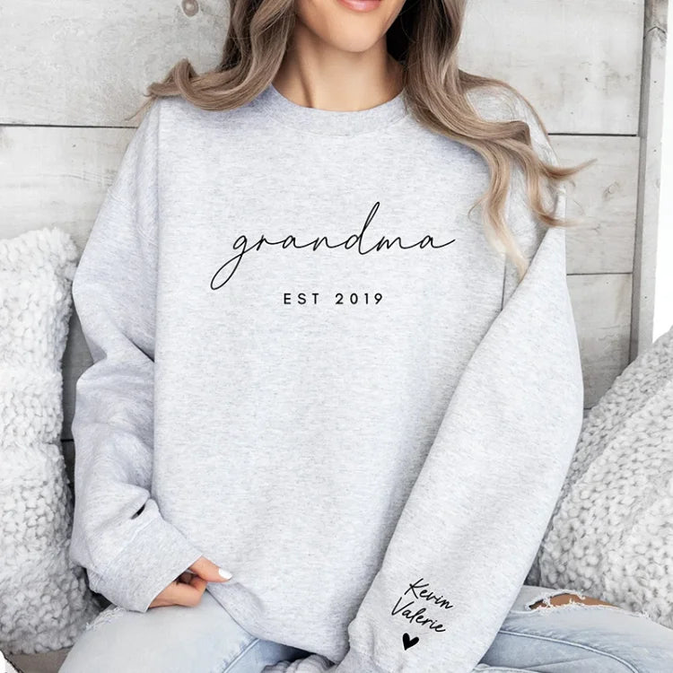 Benutzerdefiniertes Sweatshirt mit Puff-Print, Est Year, mit Kindernamen auf dem Ärmel