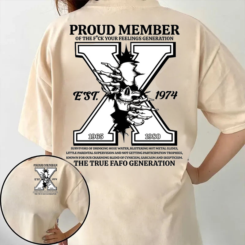 Gen X Shirt, GenX Skull 2 ​​Seiten T-Shirt, Vintage GenX 1965-1980 Shirt