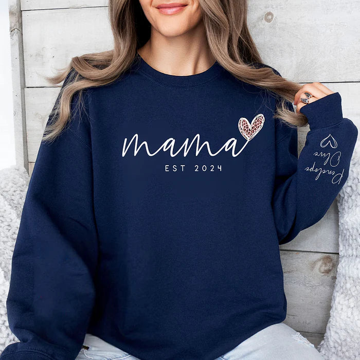 Amour Infini pour Maman - Sweatshirt Personnalisé Mama avec les Noms des Enfants sur la Manche