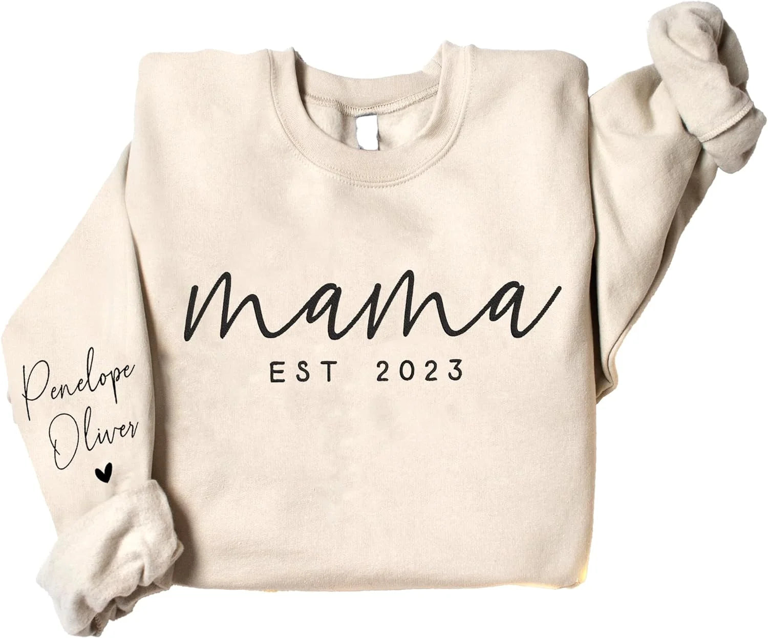 Minimalistisches Mama Sweatshirt mit Datum und Kindernamen