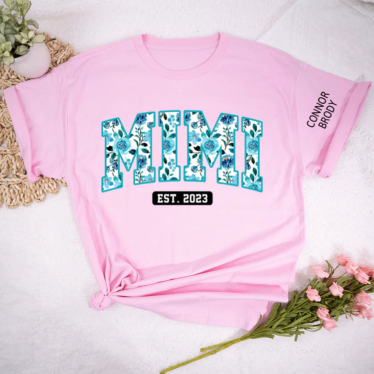 Mimi Floral 4 Shirt, Personalisiertes Mimi und Kinder, Muttertagsgeschenk T-Shirt - Individuelles Geschenk