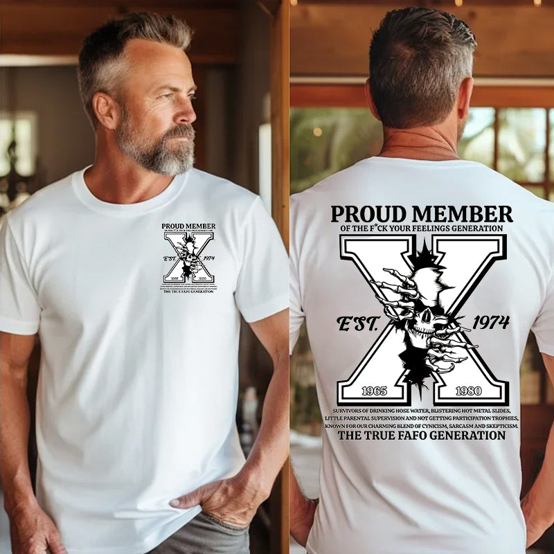 Gen X Shirt, GenX Skull 2 ​​Seiten T-Shirt, Vintage GenX 1965-1980 Shirt