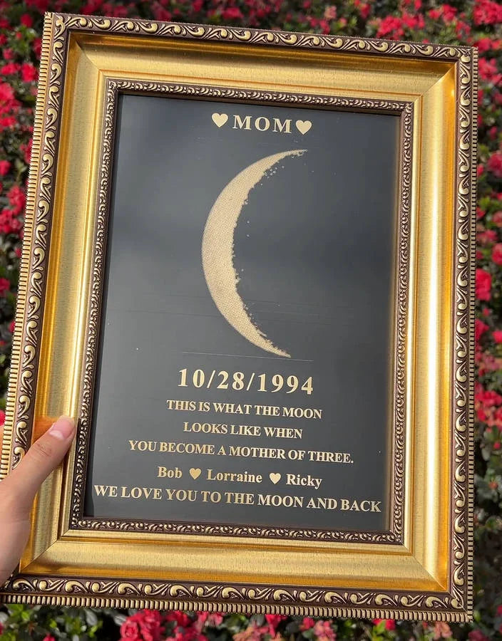 Marco personalizado de fase lunar con fecha de nacimiento, el mejor regalo para el Día de la Madre