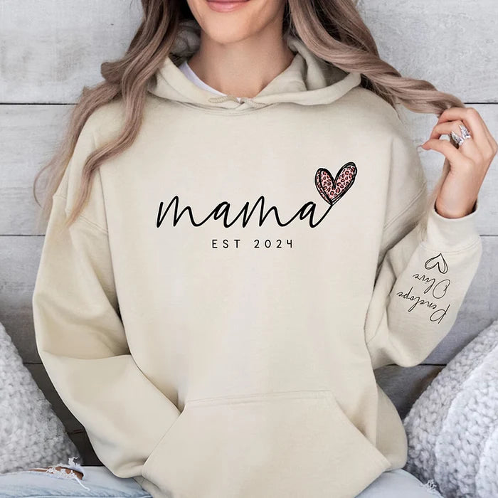 Amour Infini pour Maman - Sweatshirt Personnalisé Mama avec les Noms des Enfants sur la Manche