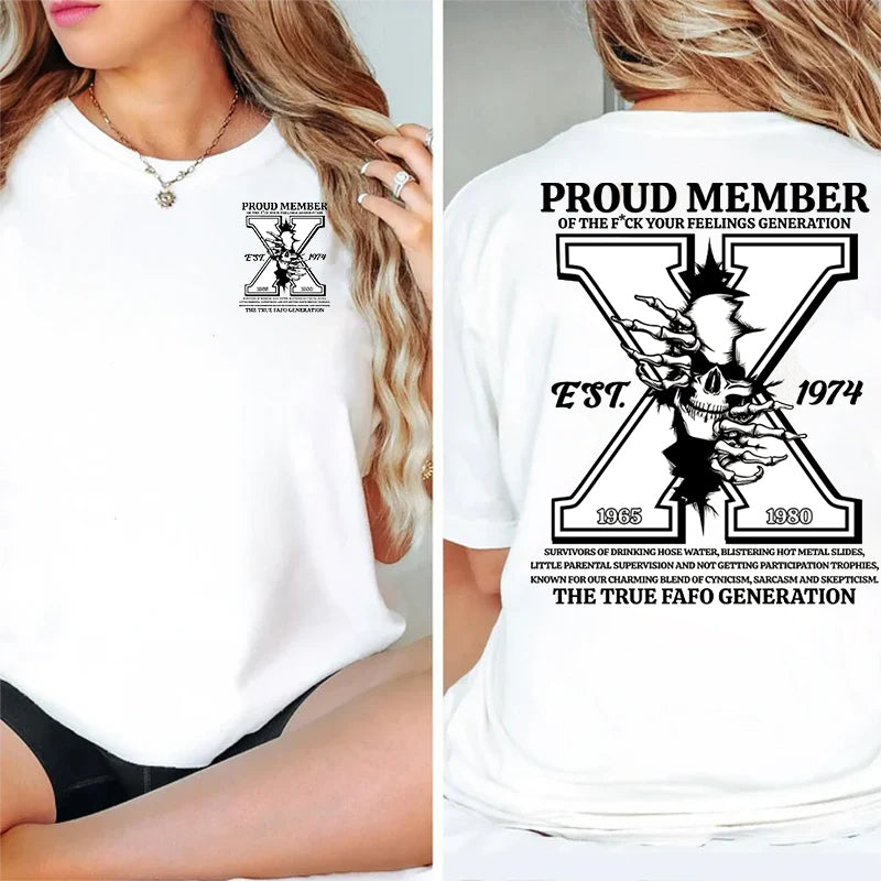 Gen X Shirt, GenX Skull 2 ​​Seiten T-Shirt, Vintage GenX 1965-1980 Shirt