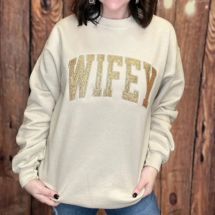 Personalisiertes, besticktes MAMA-Sweatshirt aus Glitzer-Vinyl mit Design am Ärmel – Geschenk für Mama