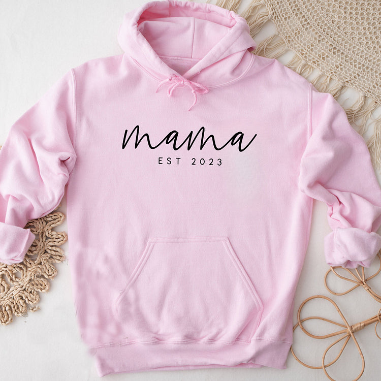 Minimalistisches Mama Sweatshirt mit Datum und Kindernamen