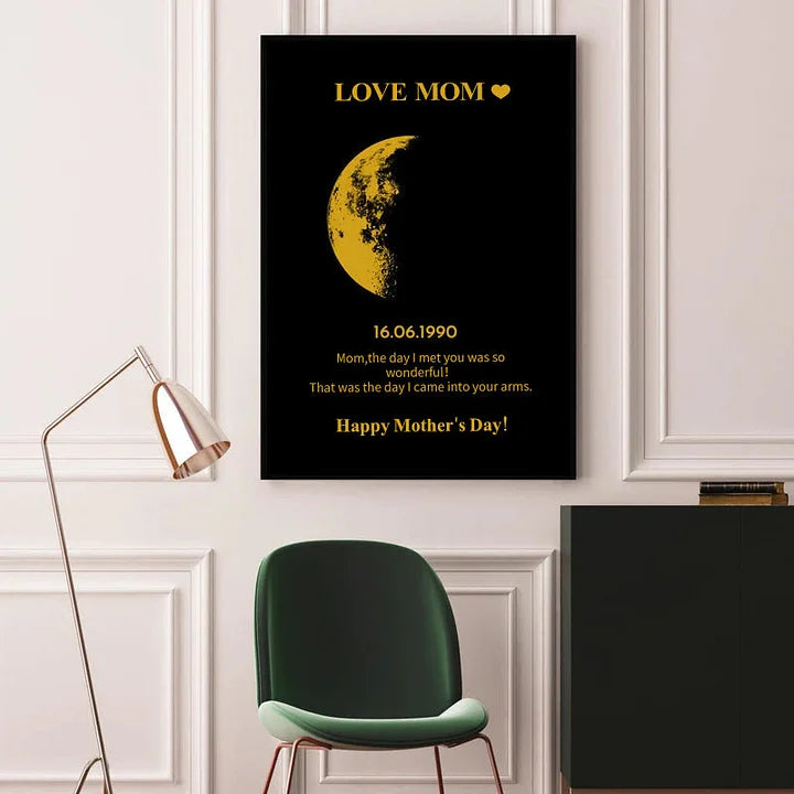 Marco personalizado de fase lunar con fecha de nacimiento, el mejor regalo para el Día de la Madre