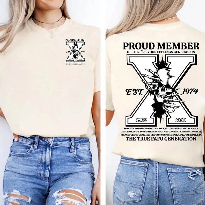 Gen X Shirt, GenX Skull 2 ​​Seiten T-Shirt, Vintage GenX 1965-1980 Shirt