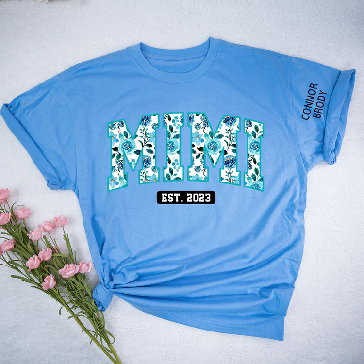 Mimi Floral 4 Shirt, Personalisiertes Mimi und Kinder, Muttertagsgeschenk T-Shirt - Individuelles Geschenk