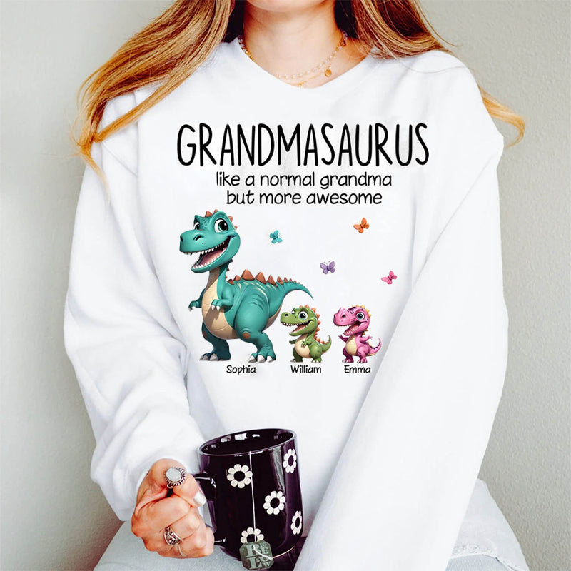 Maglietta Personalizzata Grandmasaurus E Bambini Effetto 3D Dinosauri, Regalo Per La Festa Della Mamma Per La Nonna