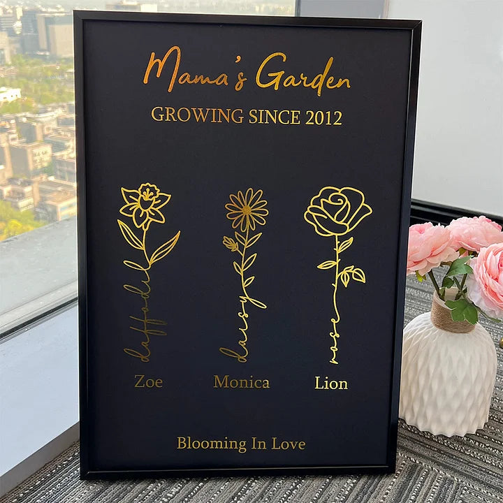 ⭐️Cadre personnalisé en feuille d'or avec fleur de naissance