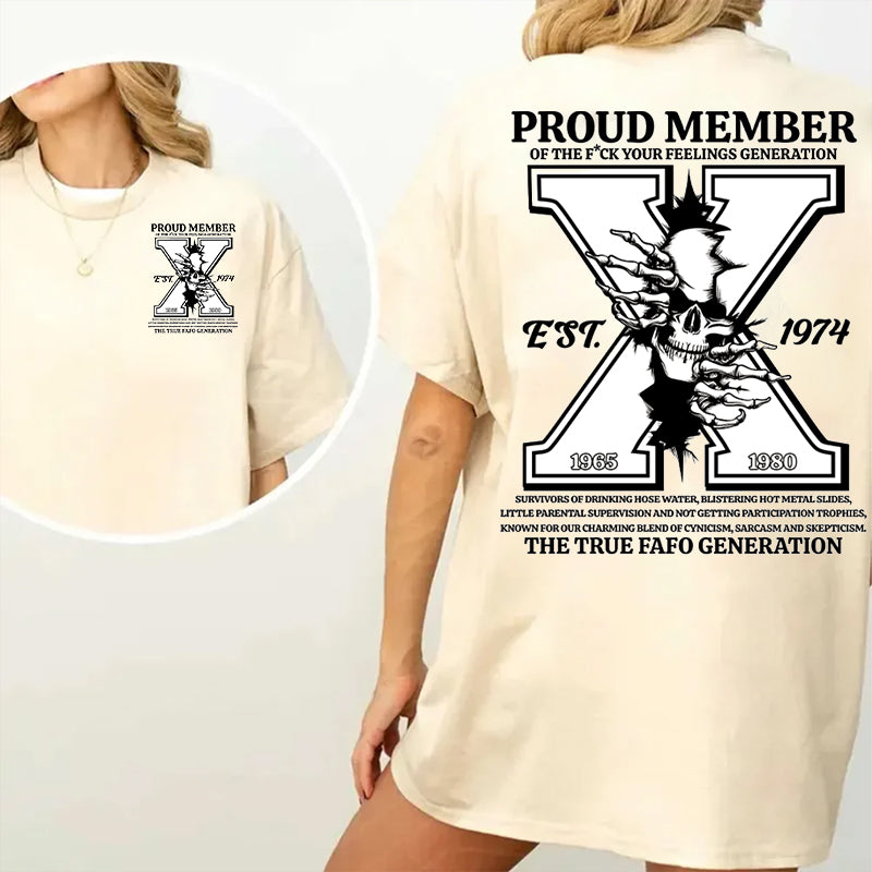 Gen X Shirt, GenX Skull 2 ​​Seiten T-Shirt, Vintage GenX 1965-1980 Shirt