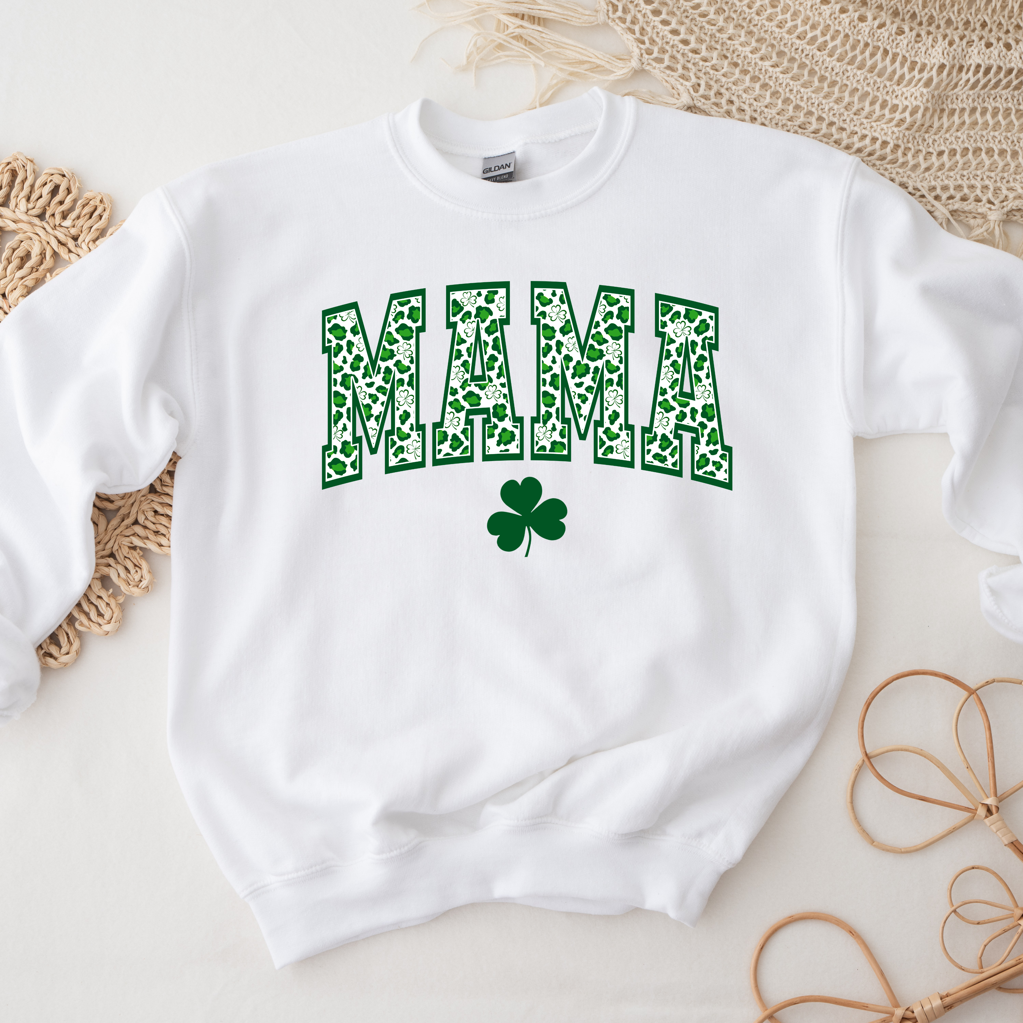 Chemise/sweatshirt Leopard shamrock mama