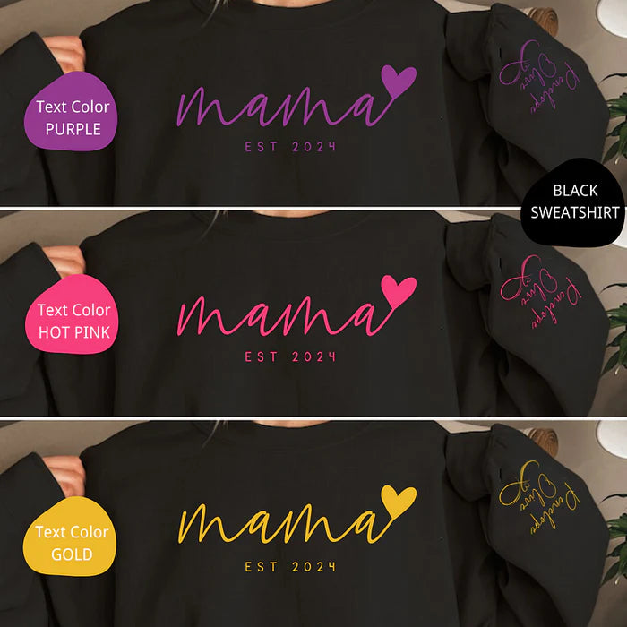Amour Infini pour Maman - Sweatshirt Personnalisé Mama avec les Noms des Enfants sur la Manche