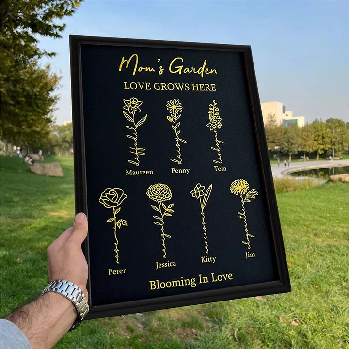 ⭐️Cadre personnalisé en feuille d'or avec fleur de naissance