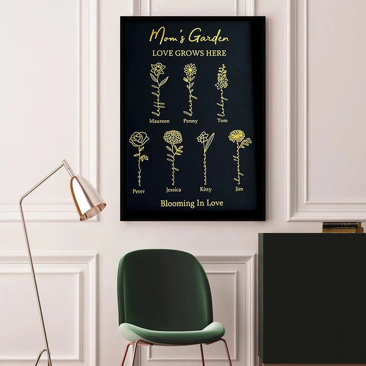 ⭐️Cadre personnalisé en feuille d'or avec fleur de naissance