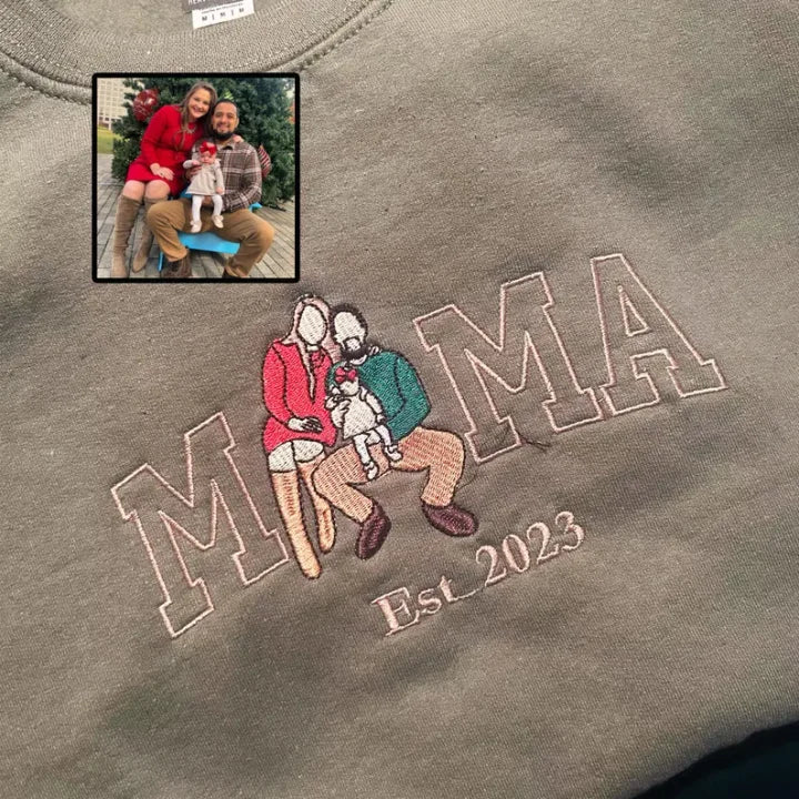 Felpa Mom/Mum con Foto, Felpa con Cappuccio Ricamata Personalizzata Ritratto di Mama e Bambini, Regalo per Mom Mum Mama Mommy