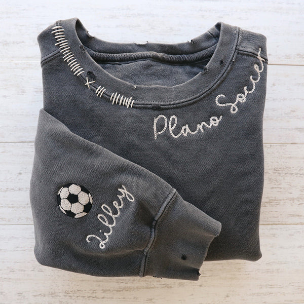 VINTAGE CUSTOM CREW-Sudadera con cuello redondo personalizada bordada