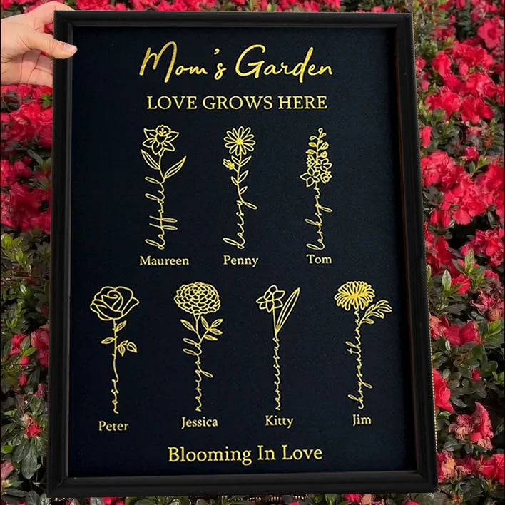 ⭐️Cadre personnalisé en feuille d'or avec fleur de naissance