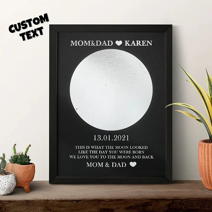 Marco personalizado de fase lunar con fecha de nacimiento, el mejor regalo para el Día de la Madre