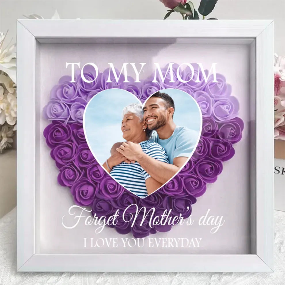 Vergiss den Muttertag, ich liebe dich jeden Tag – Familie – personalisierte Blumen-Schattenbox 