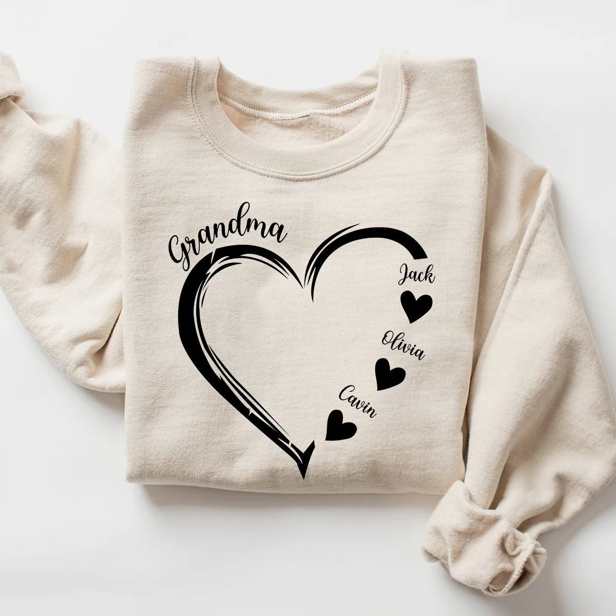 Sudadera personalizada con corazón de abuela, sudadera personalizada para abuela, Mimi, Nana, Gigi con nombres de nietos - Regalo para mamá