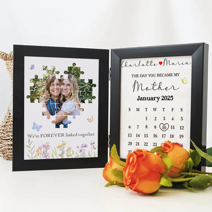 Cadre photo puzzle personnalisé Le jour où tu es devenue ma mère