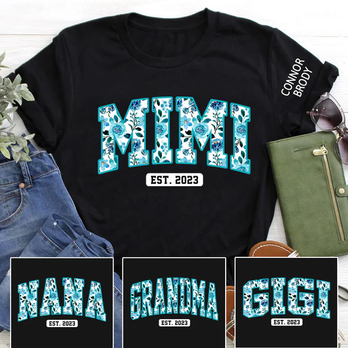 T-shirt Mimi Floral 4, Mimi et enfants personnalisés, cadeau de la fête des mères - cadeau personnalisé