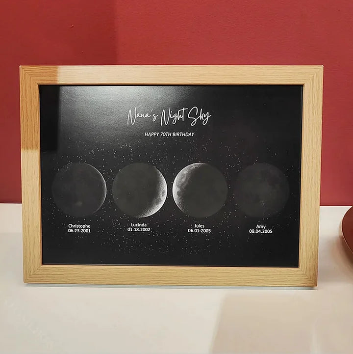 🎁Regalo del Día de la Madre🌔Impresión personalizada del cielo nocturno de la luna Regalo familiar