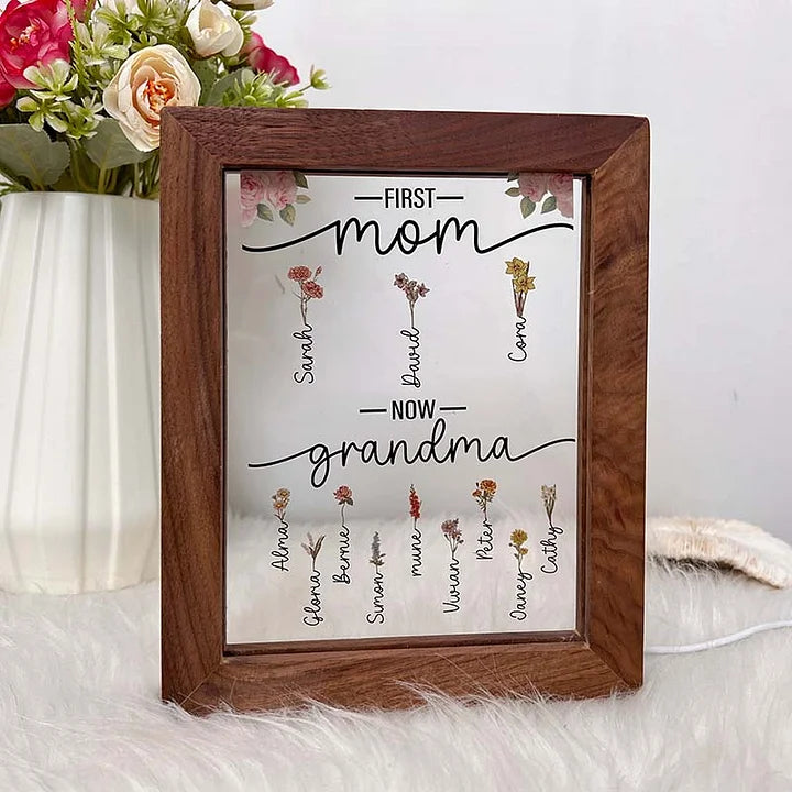 Erst Mama, jetzt Oma – Personalisierter Acryl-Plakettenrahmen