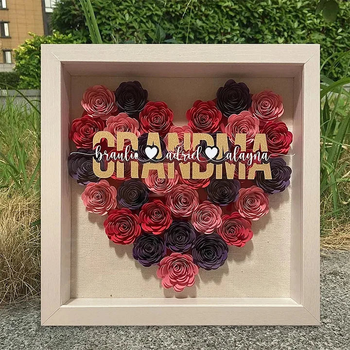 Personalized Mom Flower Shadow Box with Name for Mother's Day and for Your Love - Handmade Gift