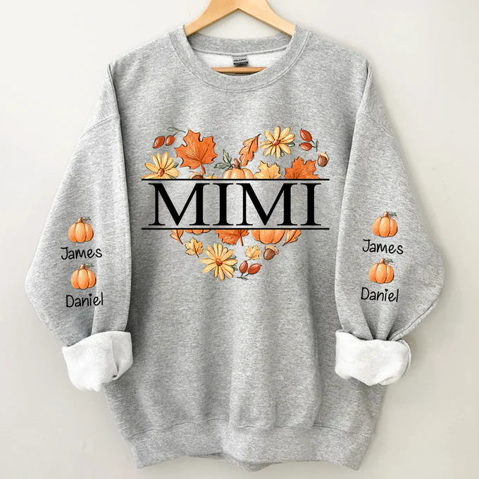 Mimi Heart Herbst Herbst mit Enkeln Sweatshirt, Oma Geschenk für den Herbst