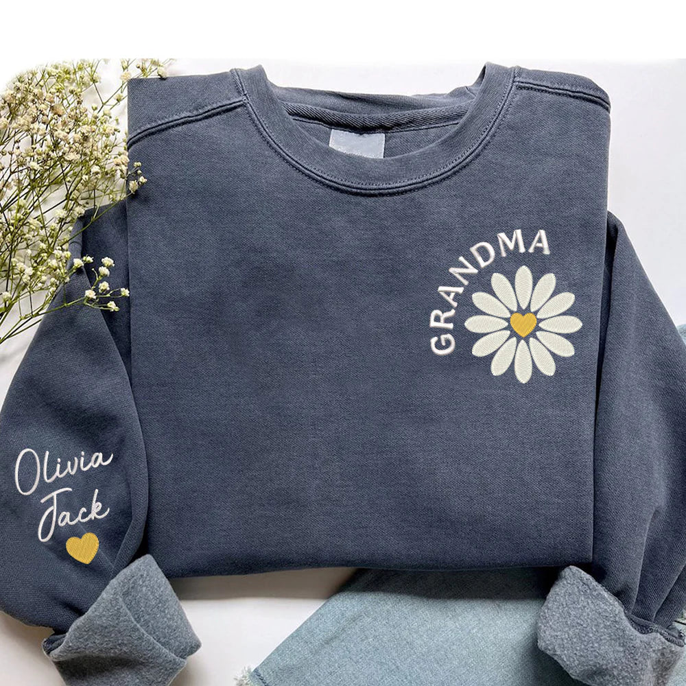 Abuela Daisy Bordada, Abuela Personalizada Y Niños, Regalo Para Abuela
