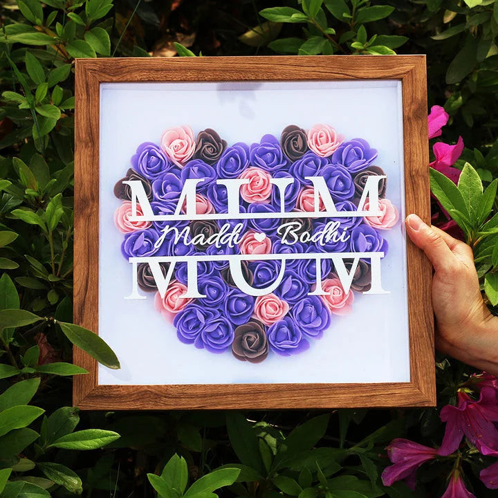 Personalized Mum Flower Shadow Box with Name for Mother's Day and for Your Love - Handmade Gift