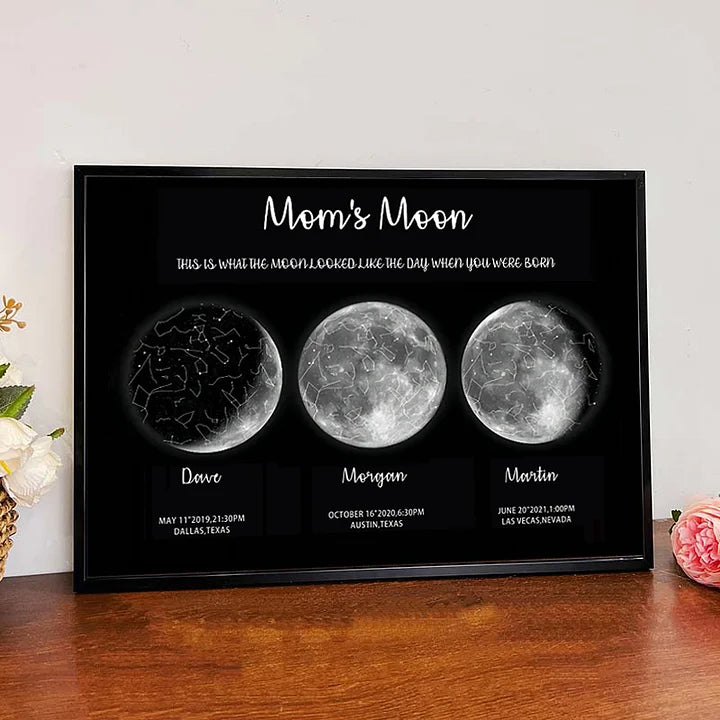 🎁 Regalo Especial para el Día de la Madre 🌔 Regalo Familiar Personalizado de Aniversario Especial con Cielo Nocturno de Luna - Universo de Mamá, Luna de Papá