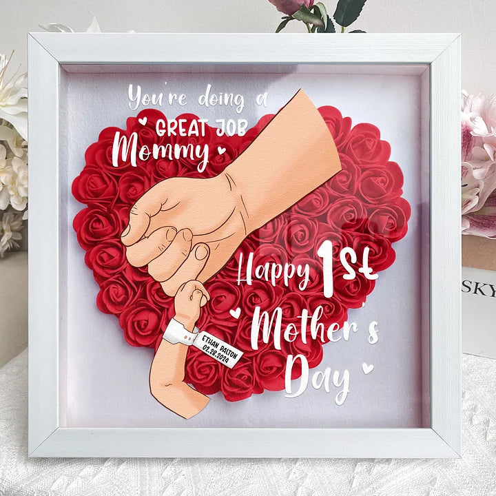 Du machst das toll, Mami – personalisierte Blumen-Schattenbox – wunderbares Geschenk zum Muttertag!