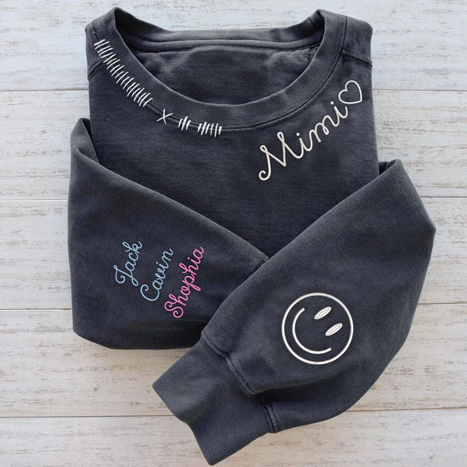 Benutzerdefiniertes handbesticktes Mimi Sweatshirt - Geschenk für Mama Papa Oma Opa Familie