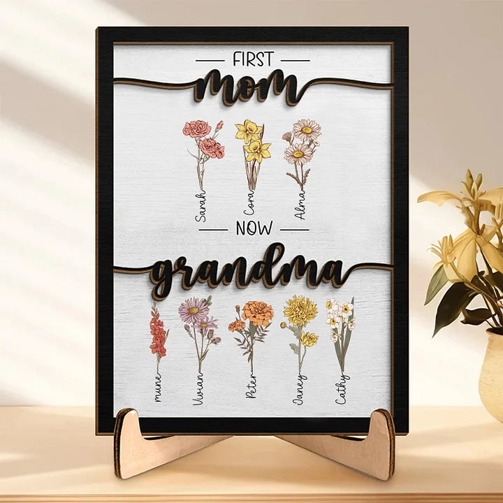 Erst Mama, jetzt Oma – Personalisierte 2-lagige Holztafel für die Familie