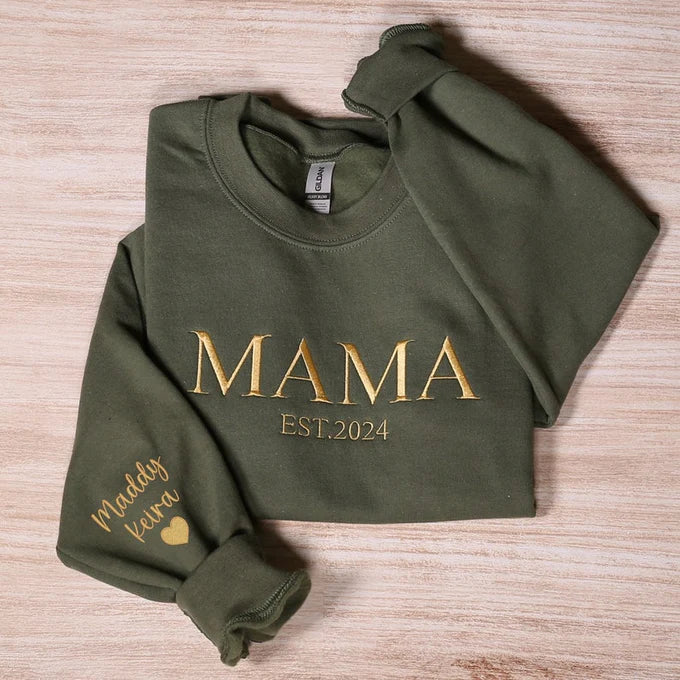 Sweatshirt brodé personnalisé pour maman, sweat à capuche brodé personnalisé pour maman, tenue pour nouvelle maman